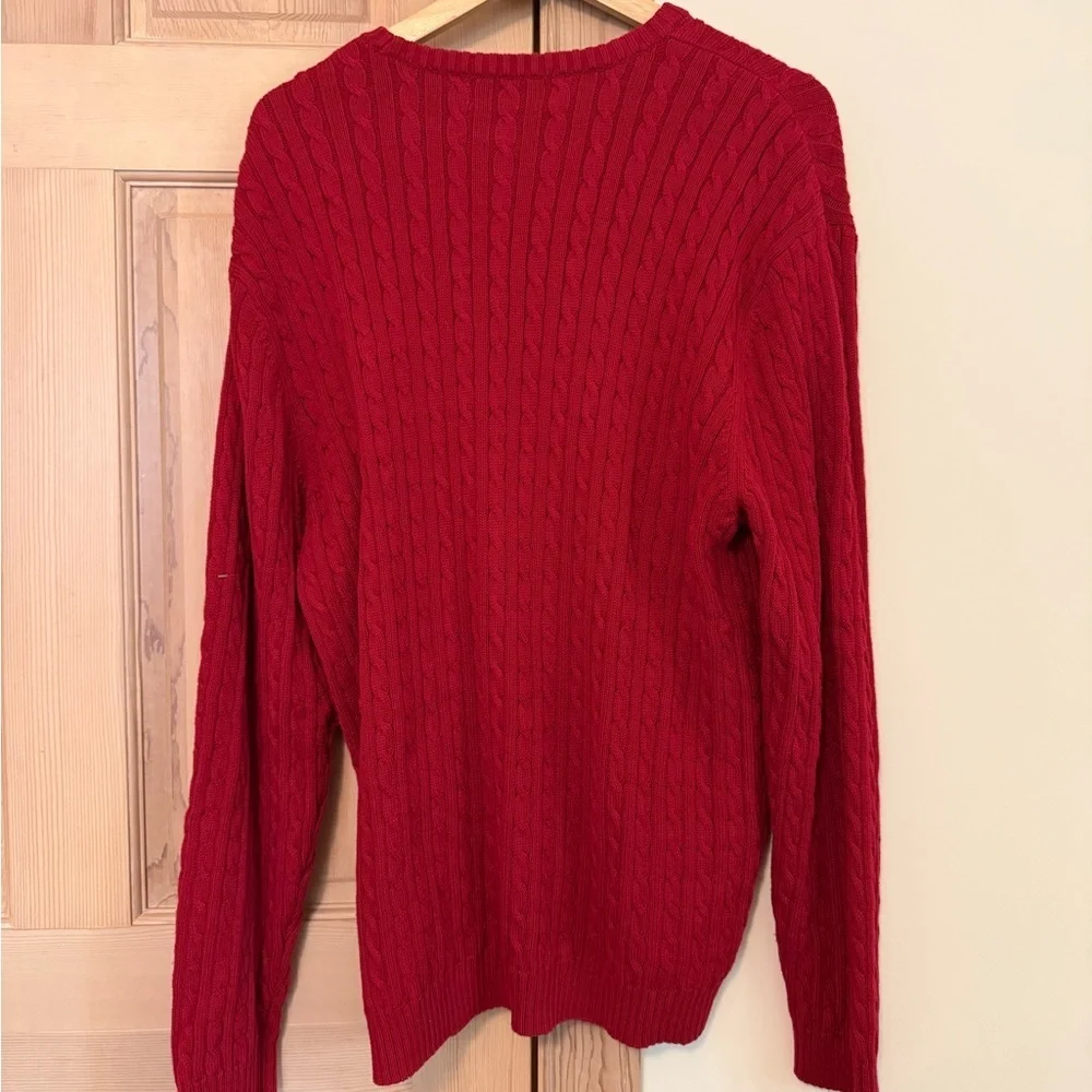 Chaps Men's Vibrant Red Cable Knit Crewneck Sweater